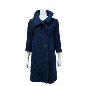 Vintage Blue Textured Coat 60s 70s Size S/M
